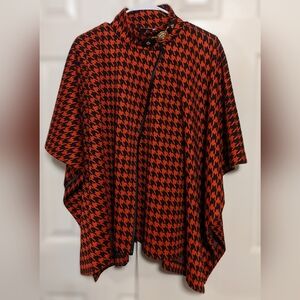 Anne Klein Fire Red and Black Cape